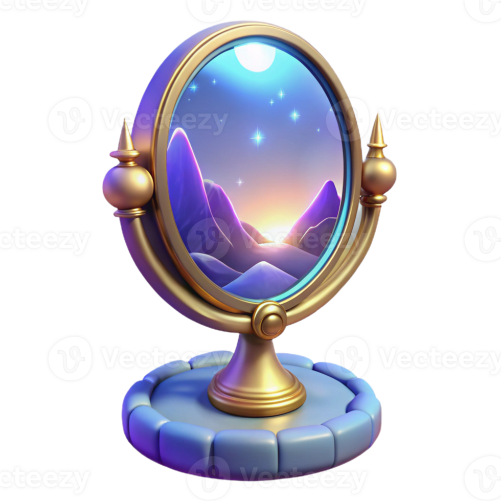 stunning abstract Enchanted 3D Mirror Fantasy Landscape high quality png