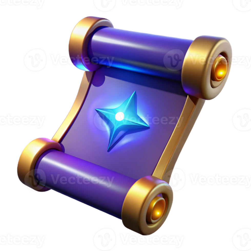 magnificent classic Glowing Purple Scroll 3D Render original png
