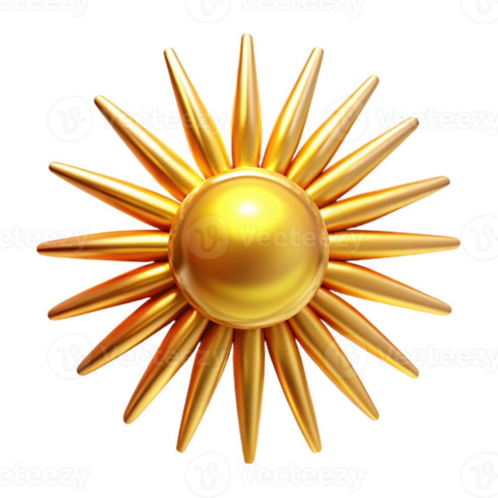 elegant abstract Golden Sun 3D Illustration genuine png