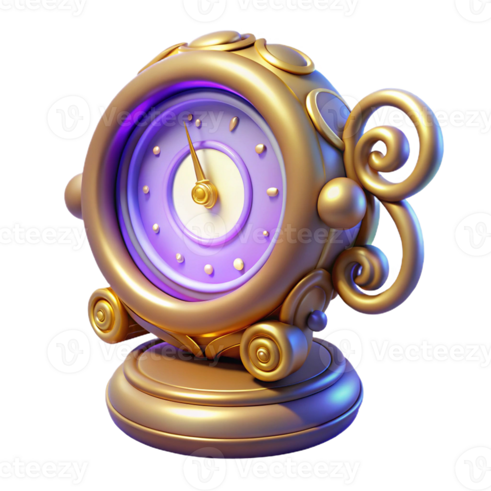 vibrant artistic Ornate 3D Clock Illustration high quality png