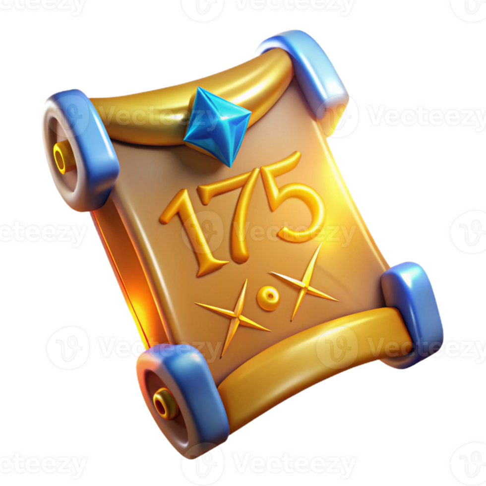 magnificent traditional Golden Scroll 3D Render 175 Points high quality png
