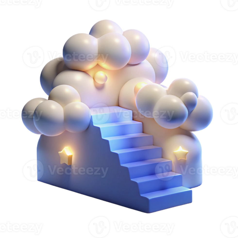 impressive artistic 3D Render Cloud Staircase Illustration detailed png