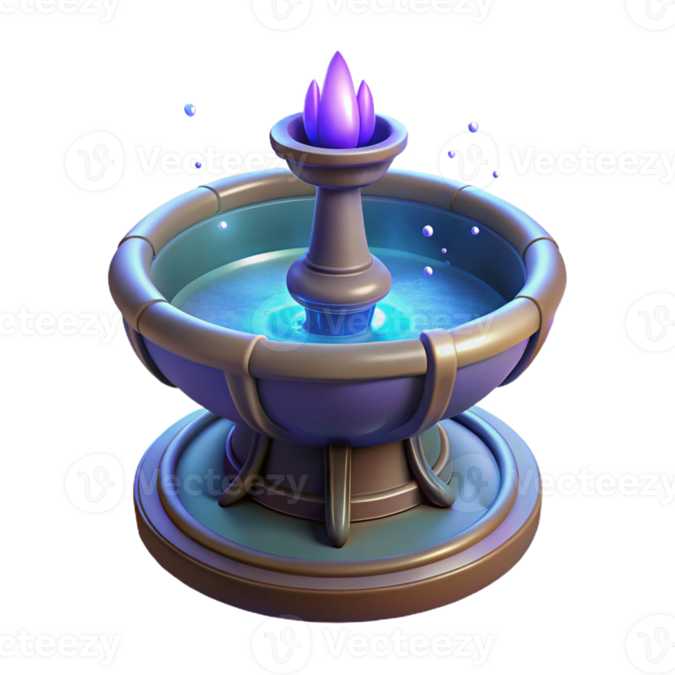 vibrant abstract Fantasy Fountain 3D Render authentic png