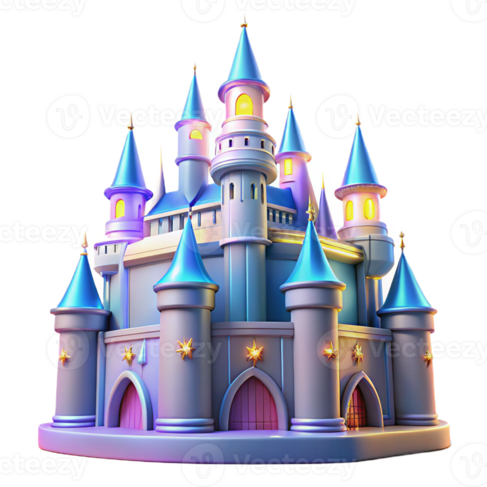 magnificent contemporary Enchanted Castle 3D Render authentic png