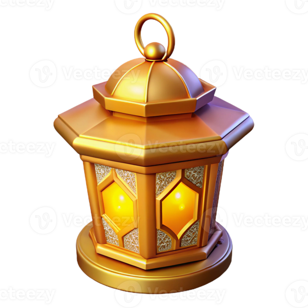 impressive rustic Golden 3D Lantern Illustration authentic png