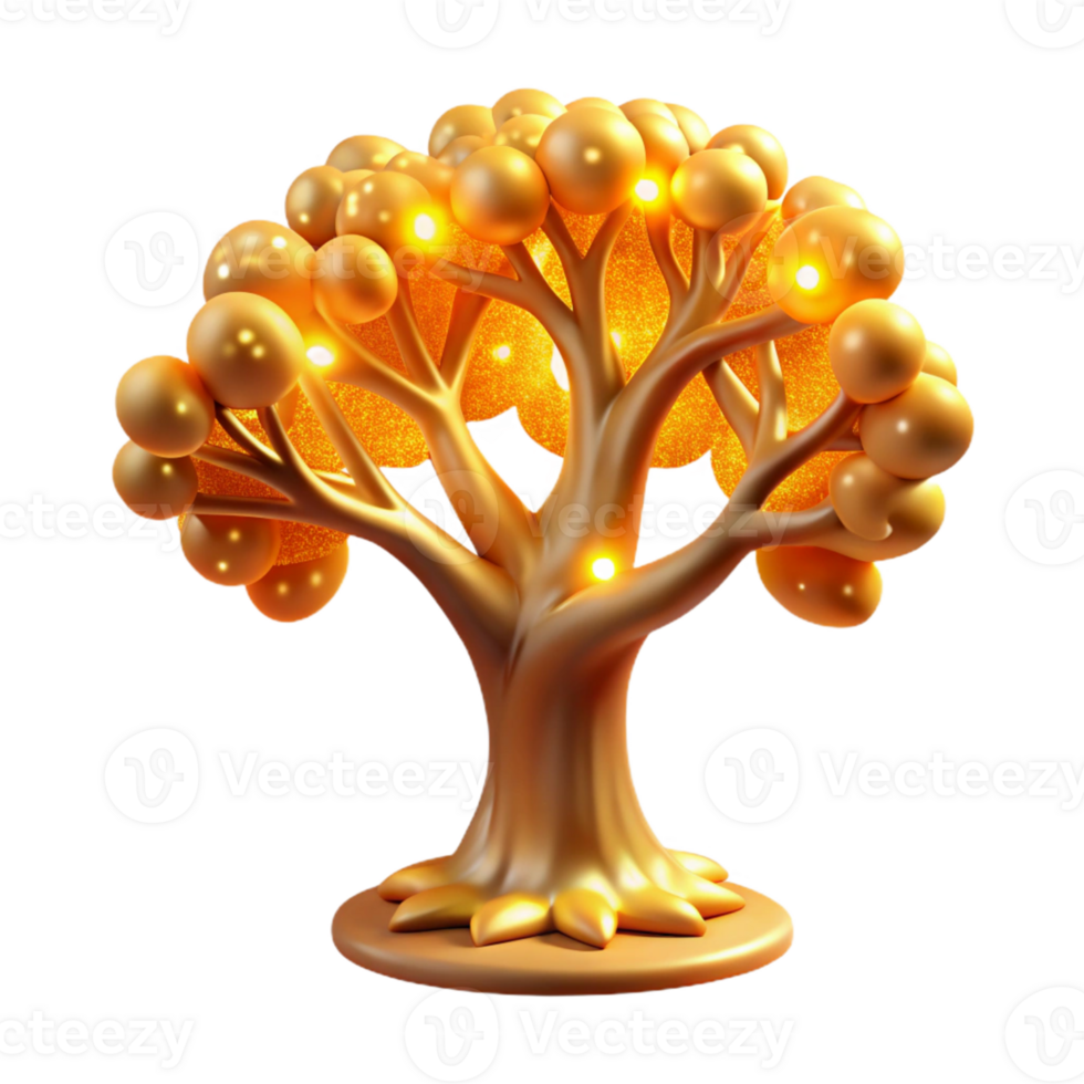 dramatic rustic Golden Tree 3D Render high resolution png