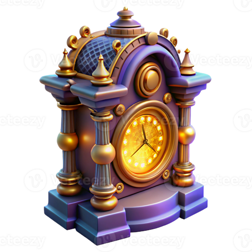 magnificent artistic Ornate 3D Clock Illustration high resolution png