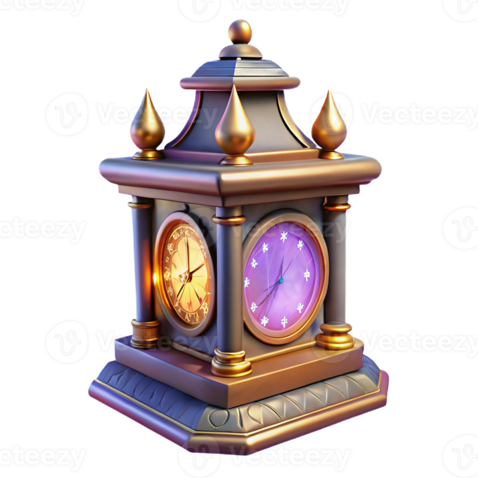 extraordinary traditional Ornate 3D Clock Render, Fantasy Timepiece genuine png