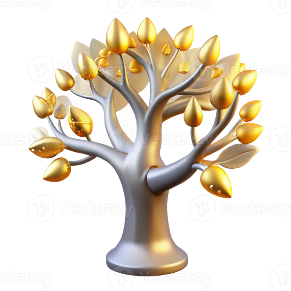 serene classic Golden Tree 3D Render exclusive png