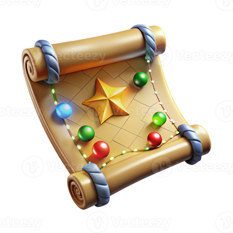 magnificent rustic Festive Scroll 3D Render high resolution png