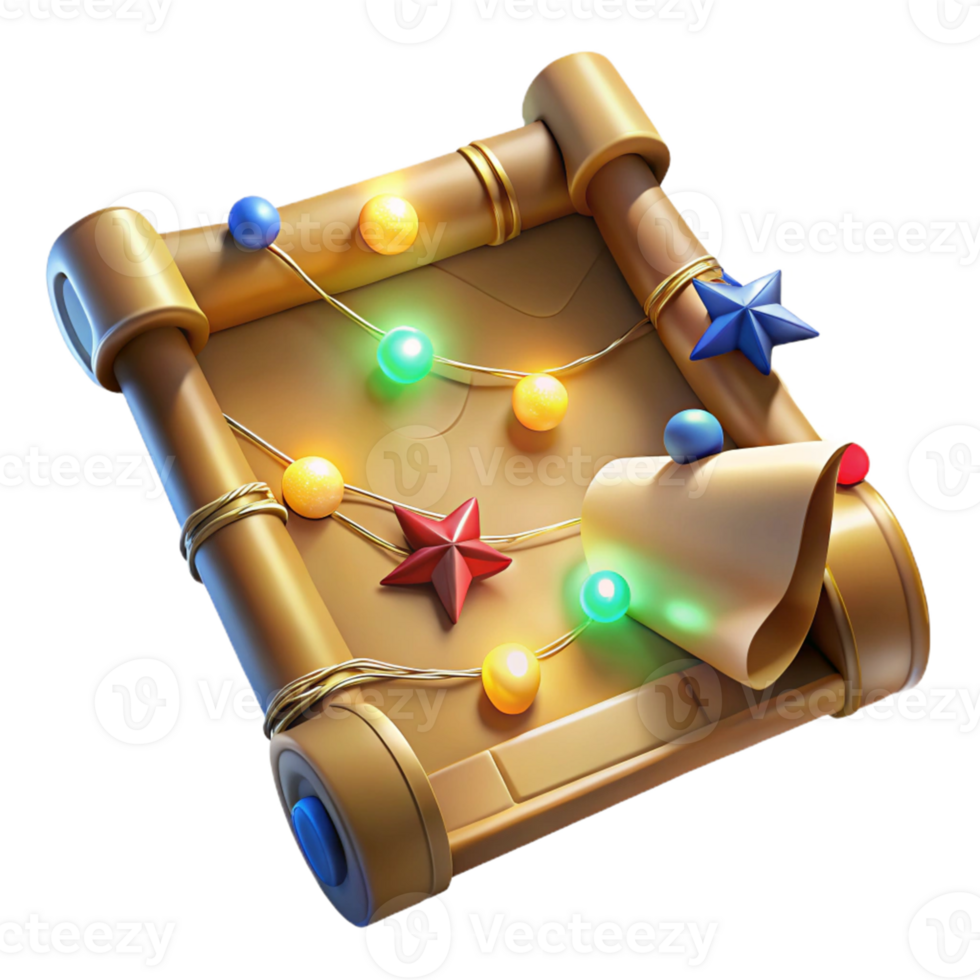 impressive rustic Festive Scroll 3D Render genuine png