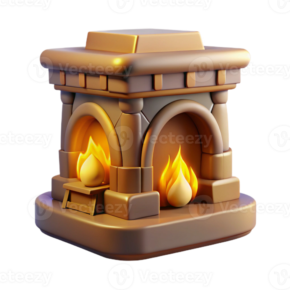 dramatic abstract Cozy 3D Fireplace Illustration premium png