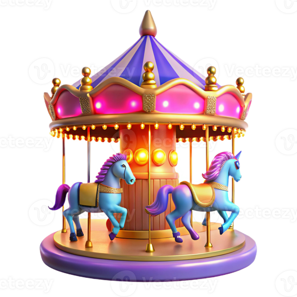 elegant rustic Whimsical Carousel 3D Render authentic png