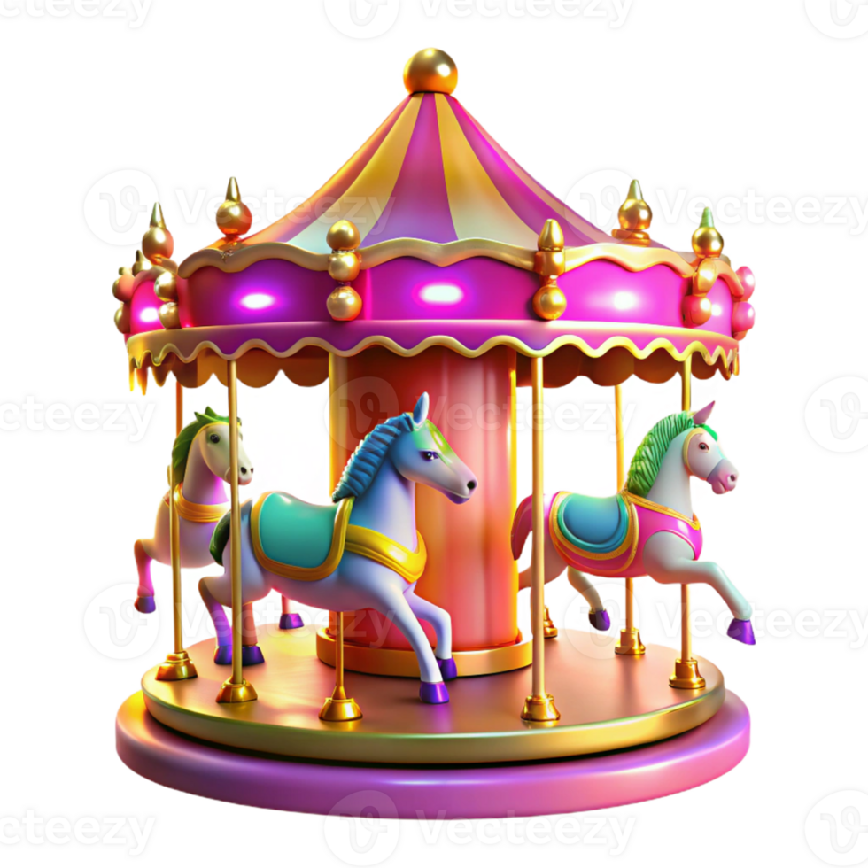 extraordinary artistic Whimsical Carousel 3D Render authentic png