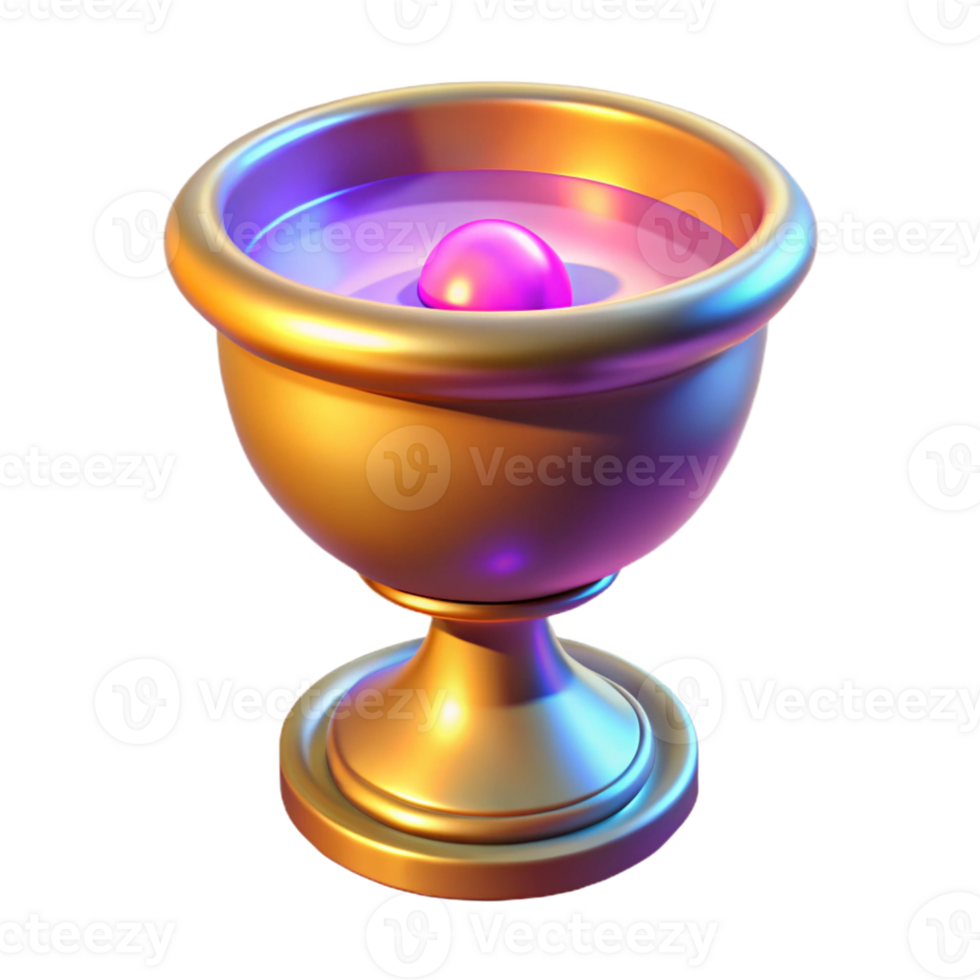 impressive rustic 3D Golden Chalice Illustration professional png