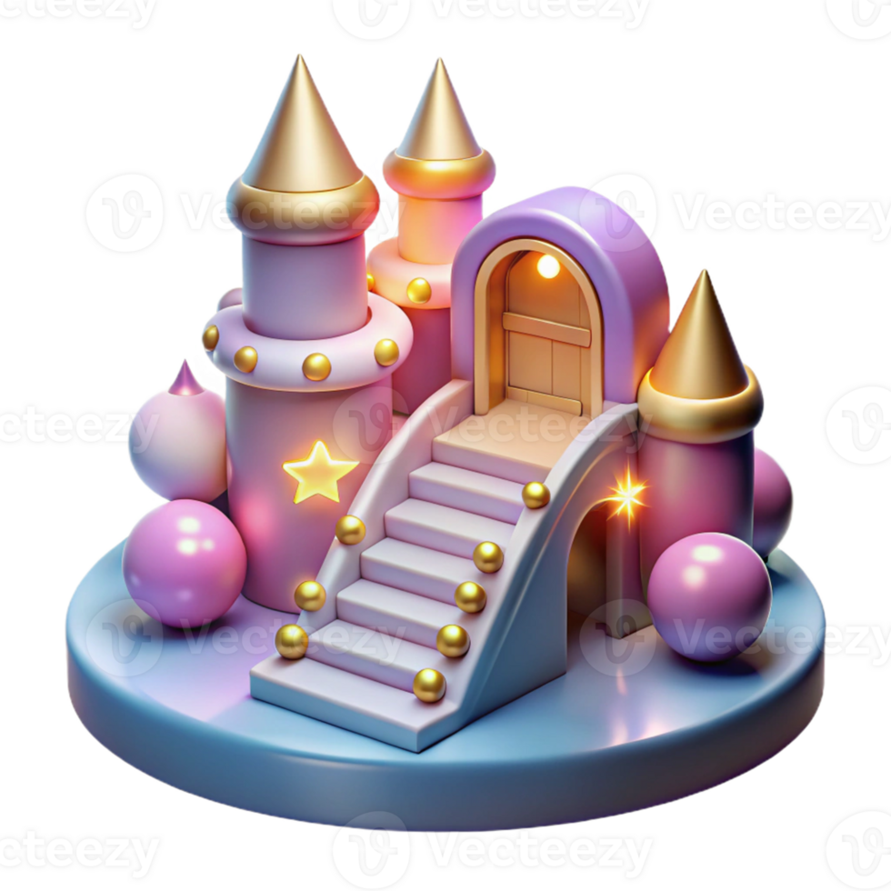 impressive contemporary Enchanted 3D Castle Illustration high resolution png
