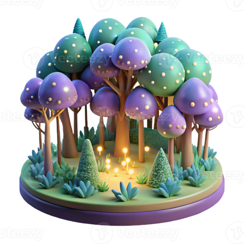 magnificent minimalist Enchanted 3D Forest Illustration premium png