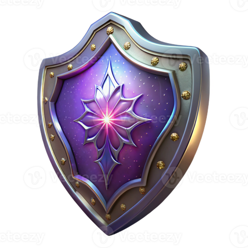 vibrant abstract 3D Render of a Fantasy Shield 4K png