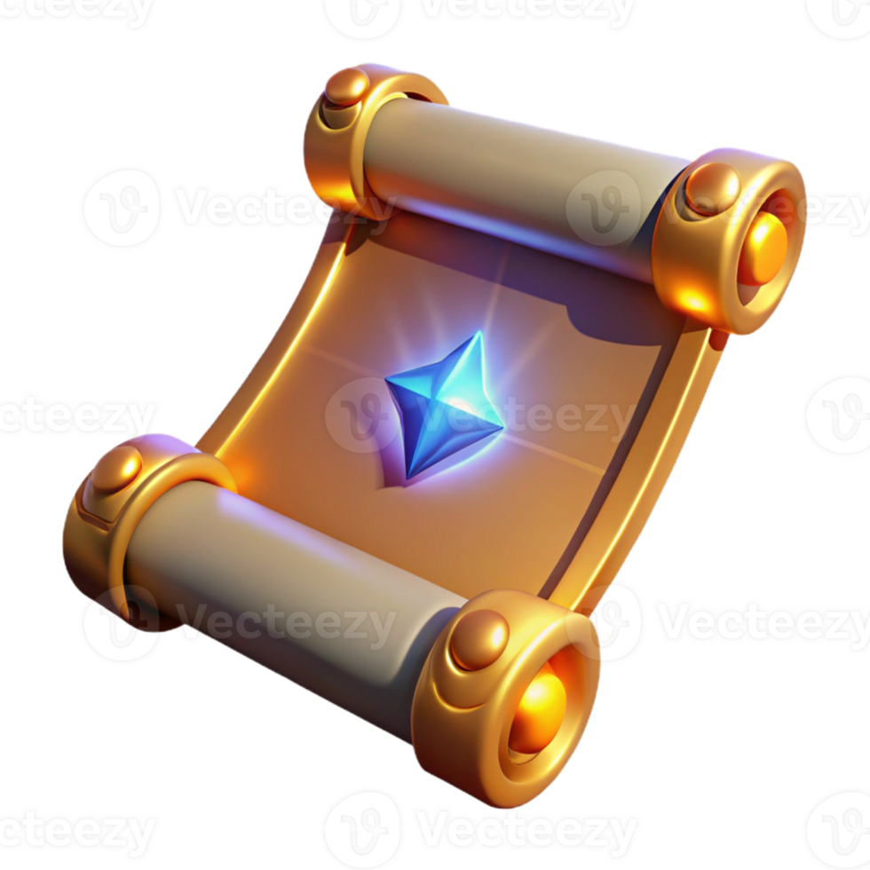 impressive creative Golden Scroll 3D Render exclusive png