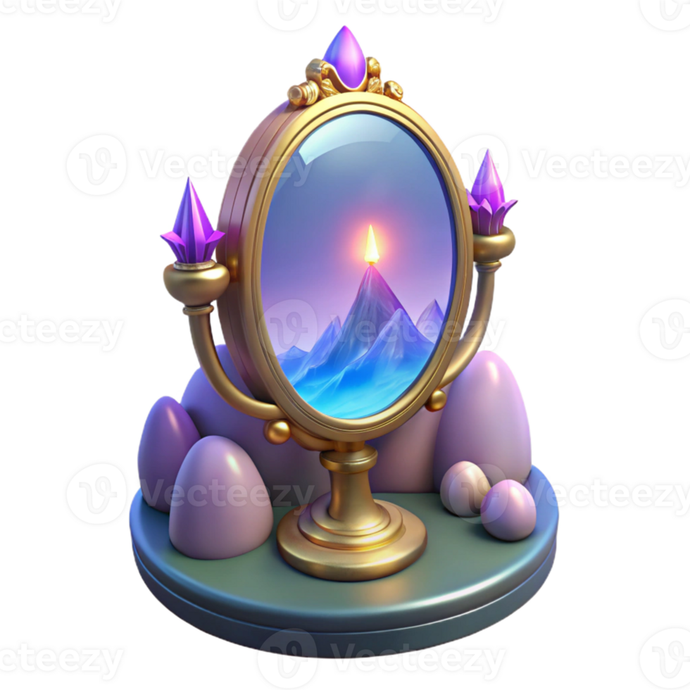 stunning contemporary Magical Mountain Mirror 3D Render exclusive png