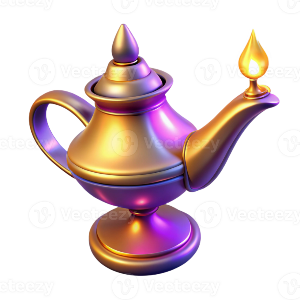 elegant traditional 3D Render of a Magical Lamp detailed png