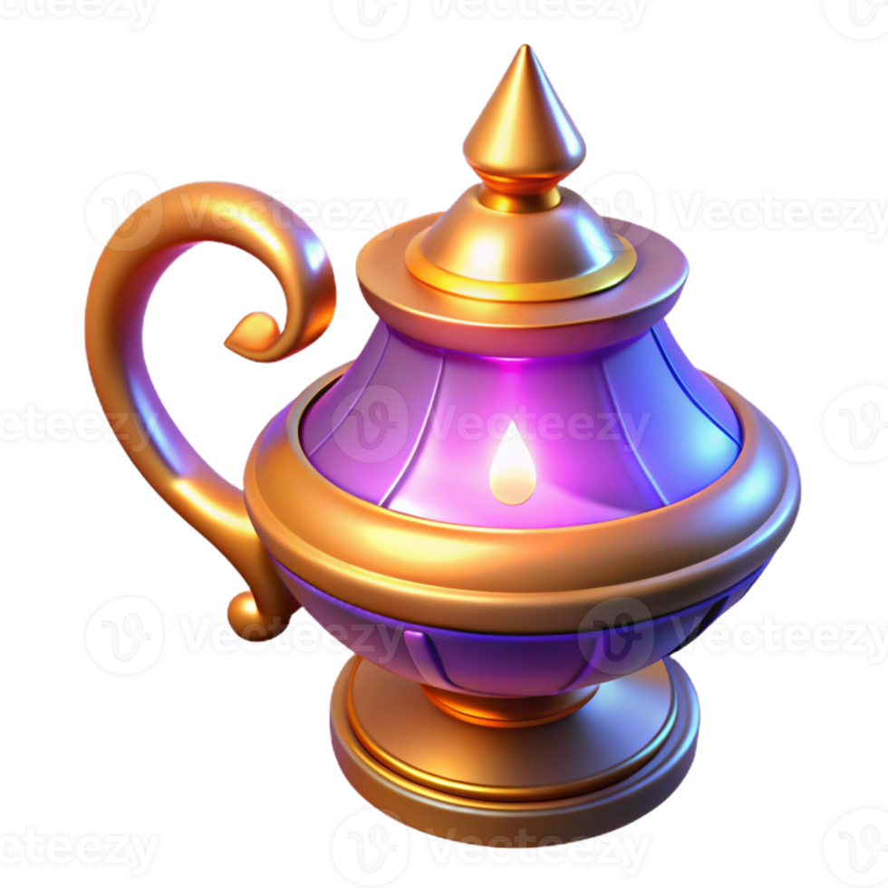 elegant rustic 3D Render Magical Lamp Illustration exclusive png
