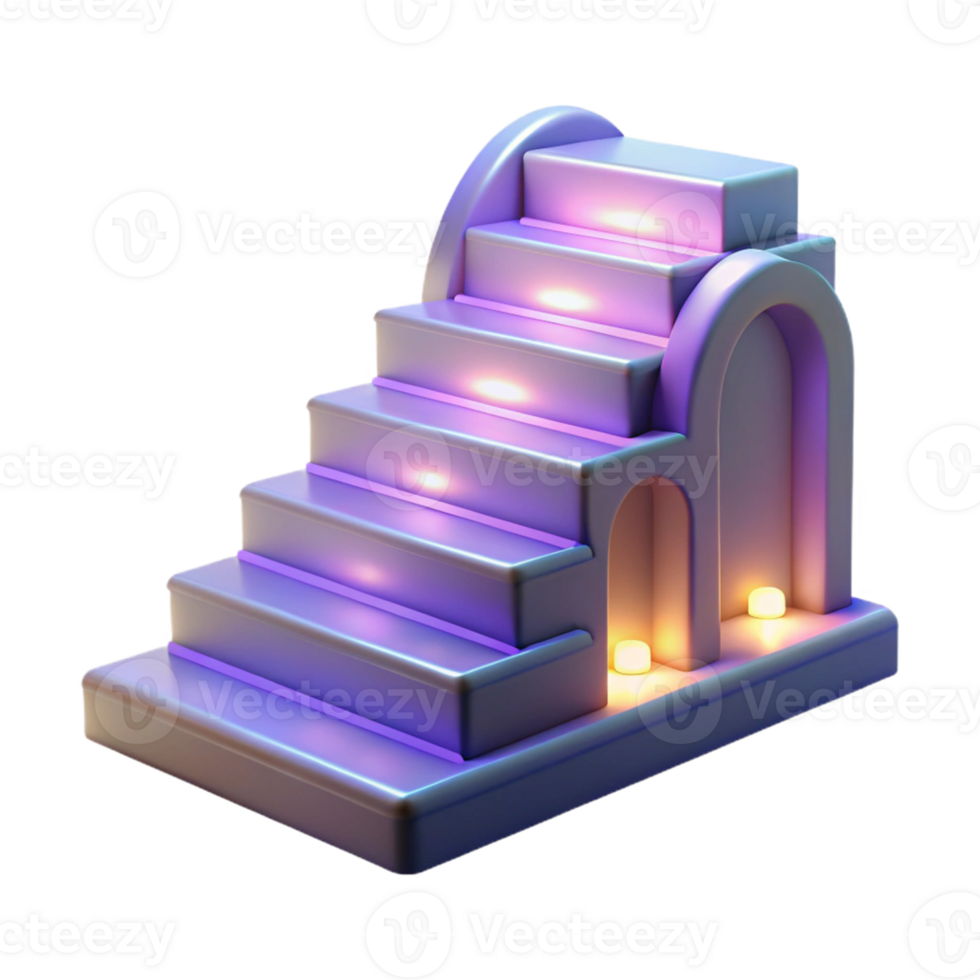 beautiful classic 3D Render Illuminated Steps Abstract Background exclusive png