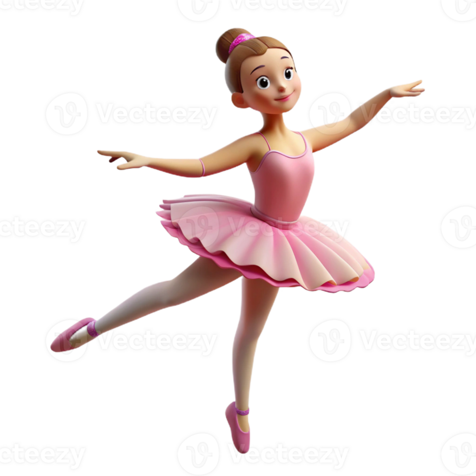 magnificent minimalist 3D Ballerina Illustration Pink Tutu Graceful Pose exclusive png