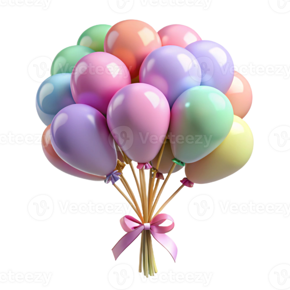 serene traditional Pastel Balloon Bouquet 3D Render high quality png