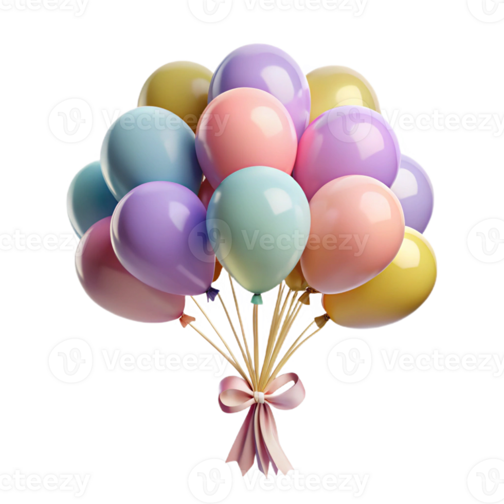 magnificent rustic Pastel Balloons Bouquet 3D Render exclusive png