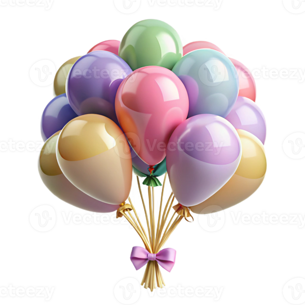 wonderful minimalist Pastel Balloons 3D Render premium png