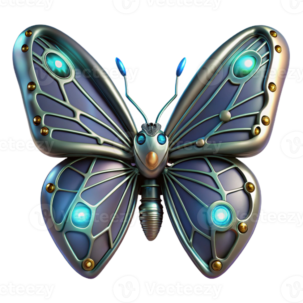 wonderful artistic Metallic Butterfly 3D Render exclusive png