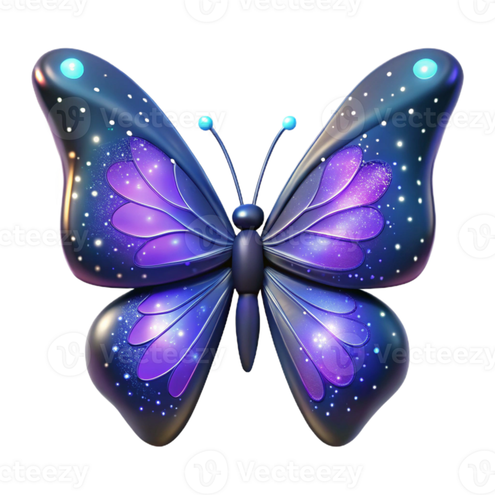 beautiful abstract Glowing Galaxy Butterfly 3D Illustration professional png