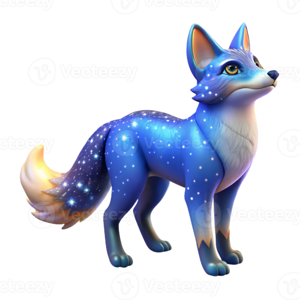 dramatic traditional Celestial Fox 3D Render premium png