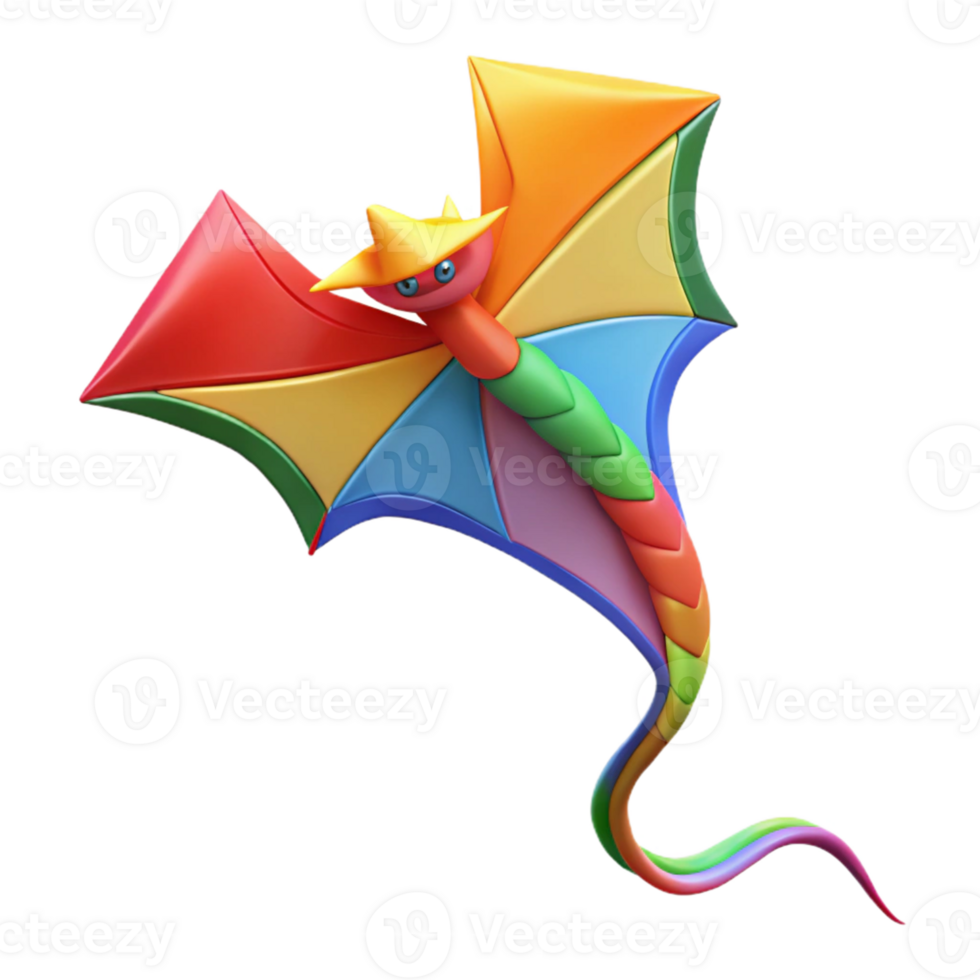 wonderful traditional Rainbow Dragon 3D Render authentic png