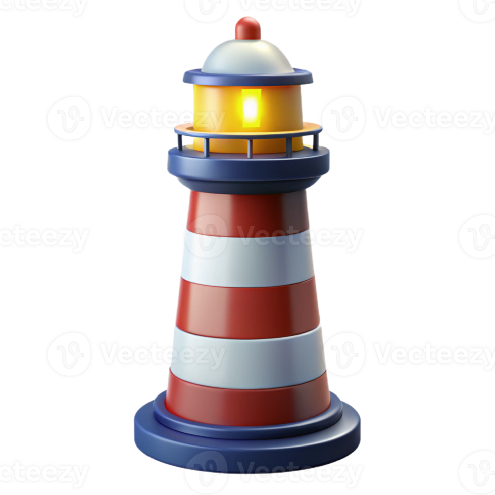 stunning artistic Lighthouse 3D Model Red White Blue premium png