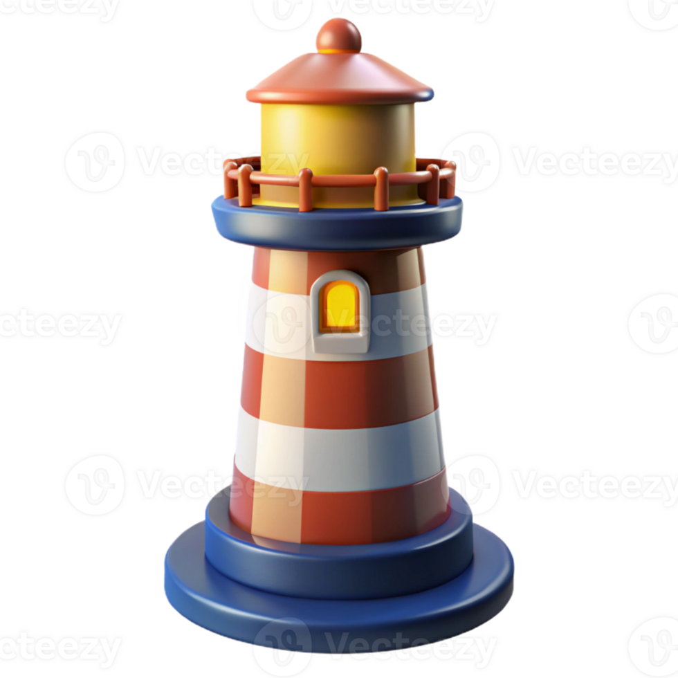 extraordinary creative Cartoon Lighthouse 3D Render 4K png