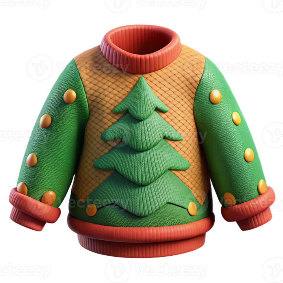 magnificent artistic 3D Render Festive Christmas Sweater Illustration premium png