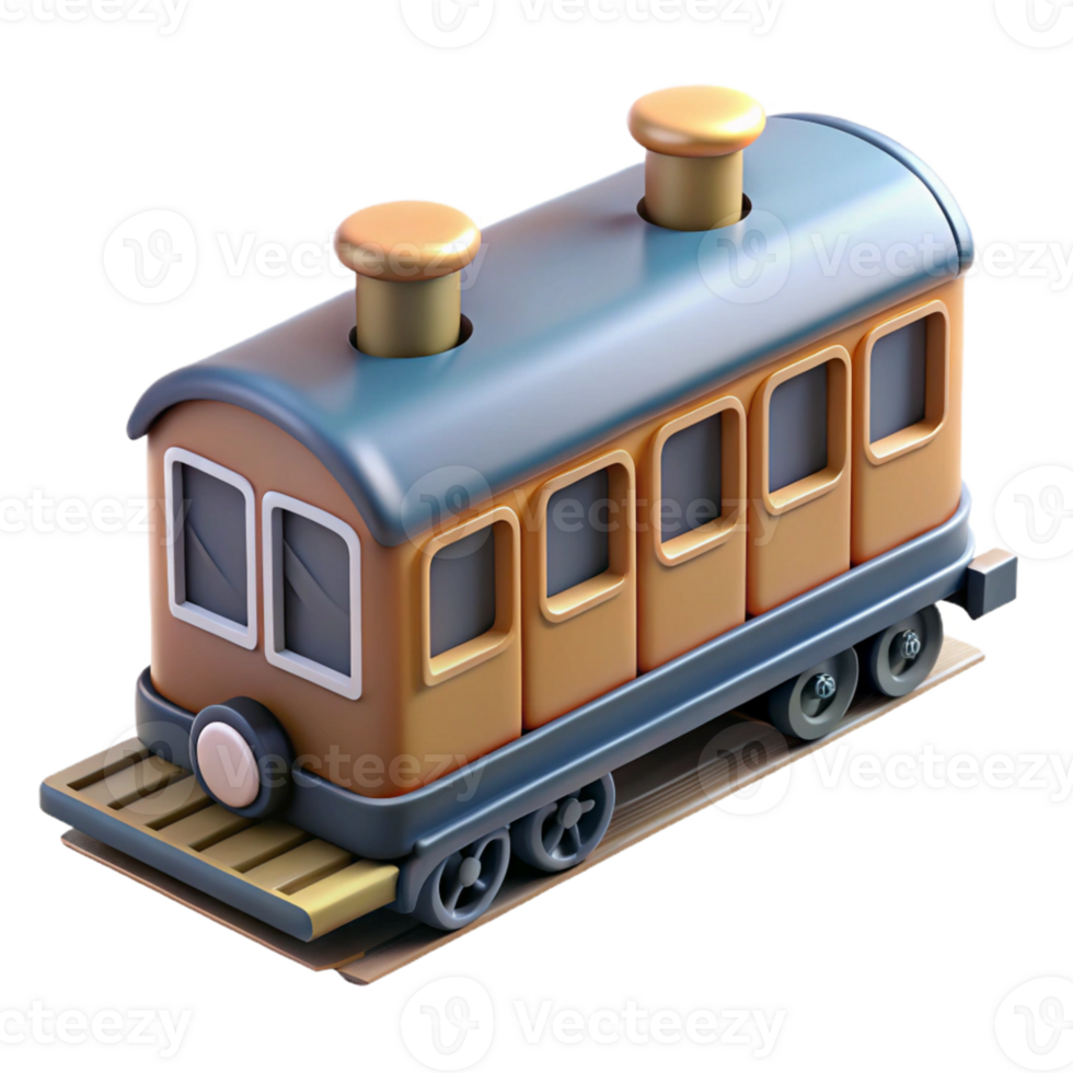 serene creative Cartoon Train 3D Render high resolution png