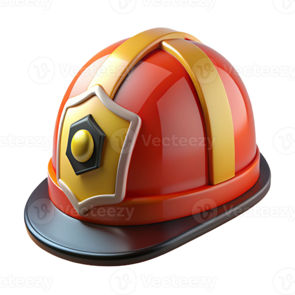 serene traditional Red Firefighter Helmet 3D Render original png