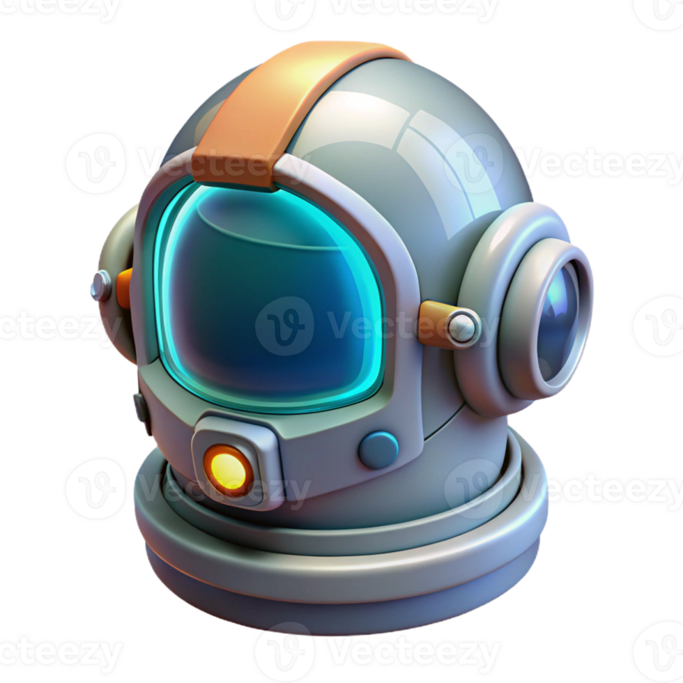 vibrant modern Stylized 3D Astronaut Helmet Render 4K png
