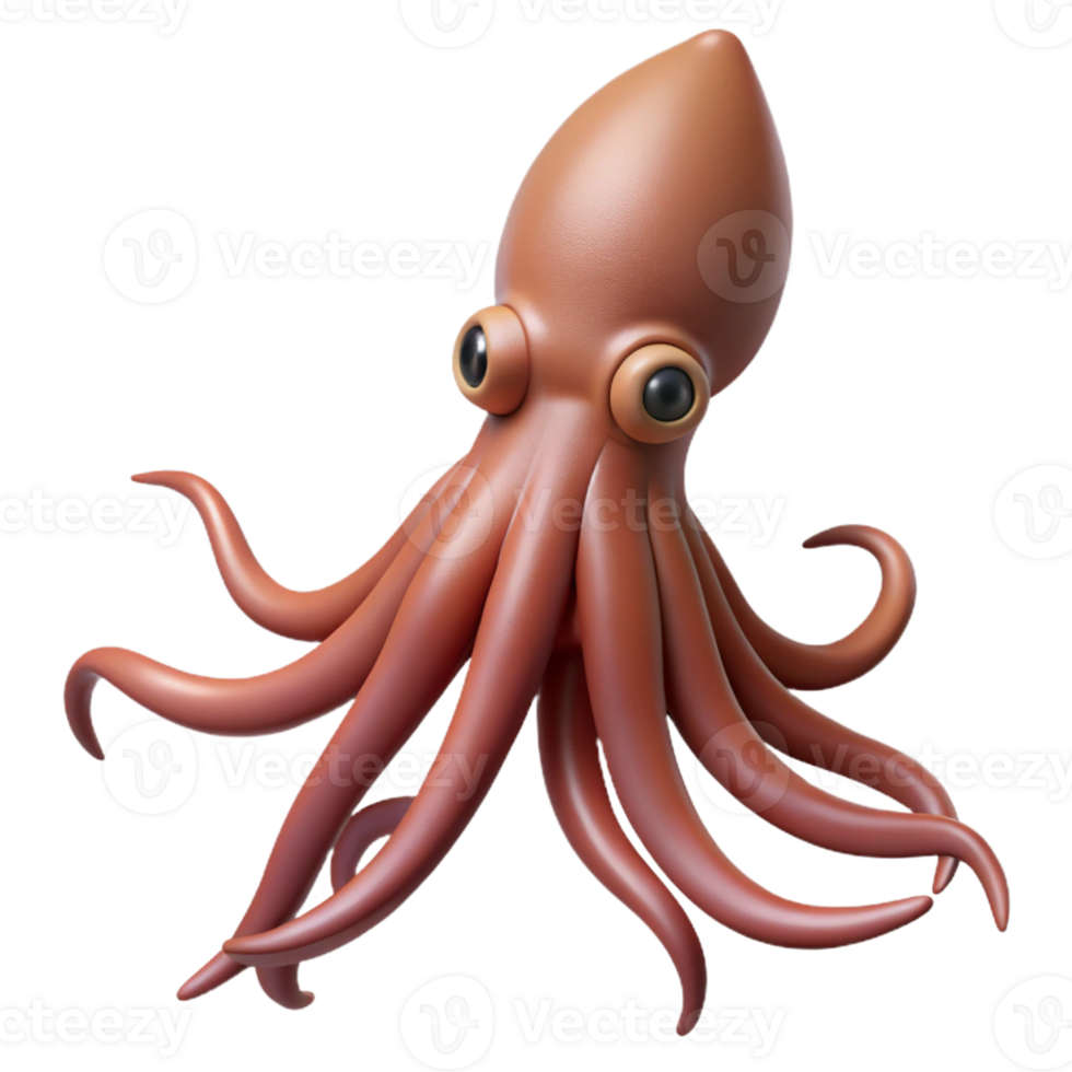 impressive classic 3D Cartoon Octopus Illustration high resolution png