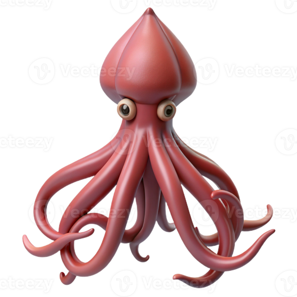 impressive classic 3D Cartoon Octopus Illustration exclusive png