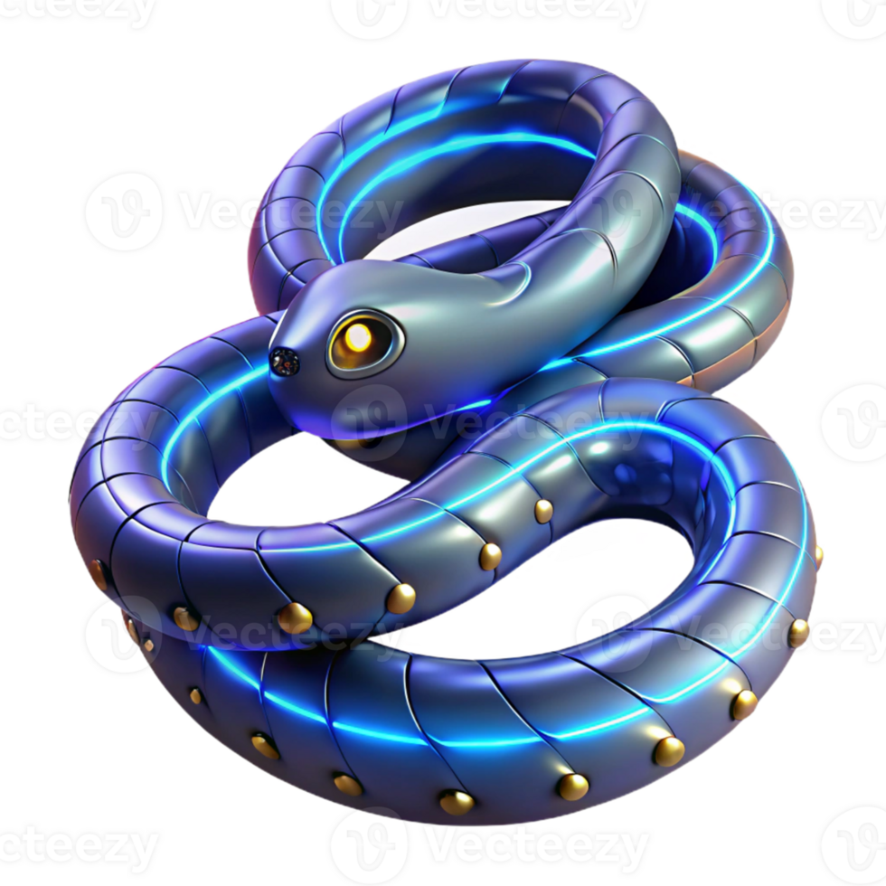 magnificent abstract 3D Render Futuristic Robotic Snake premium png