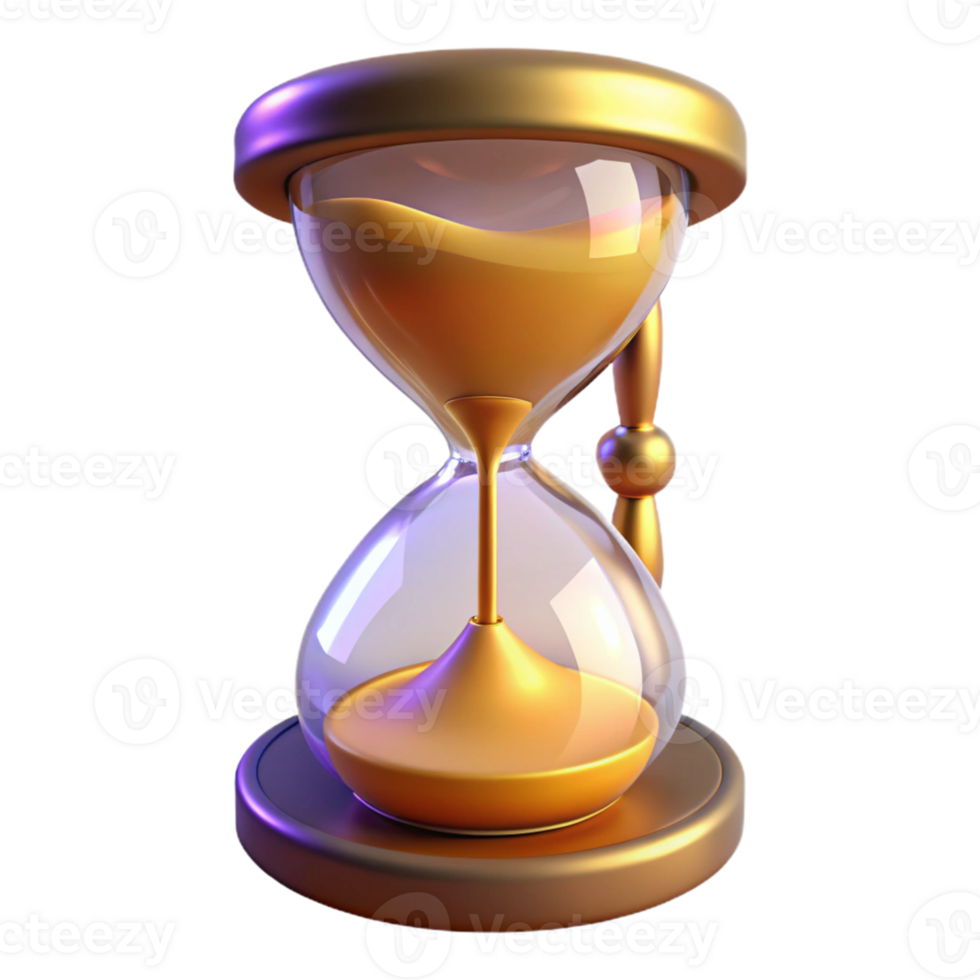 wonderful modern Golden Hourglass 3D Render genuine png