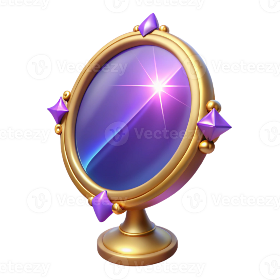 dramatic rustic Magical Golden Mirror 3D Render genuine png