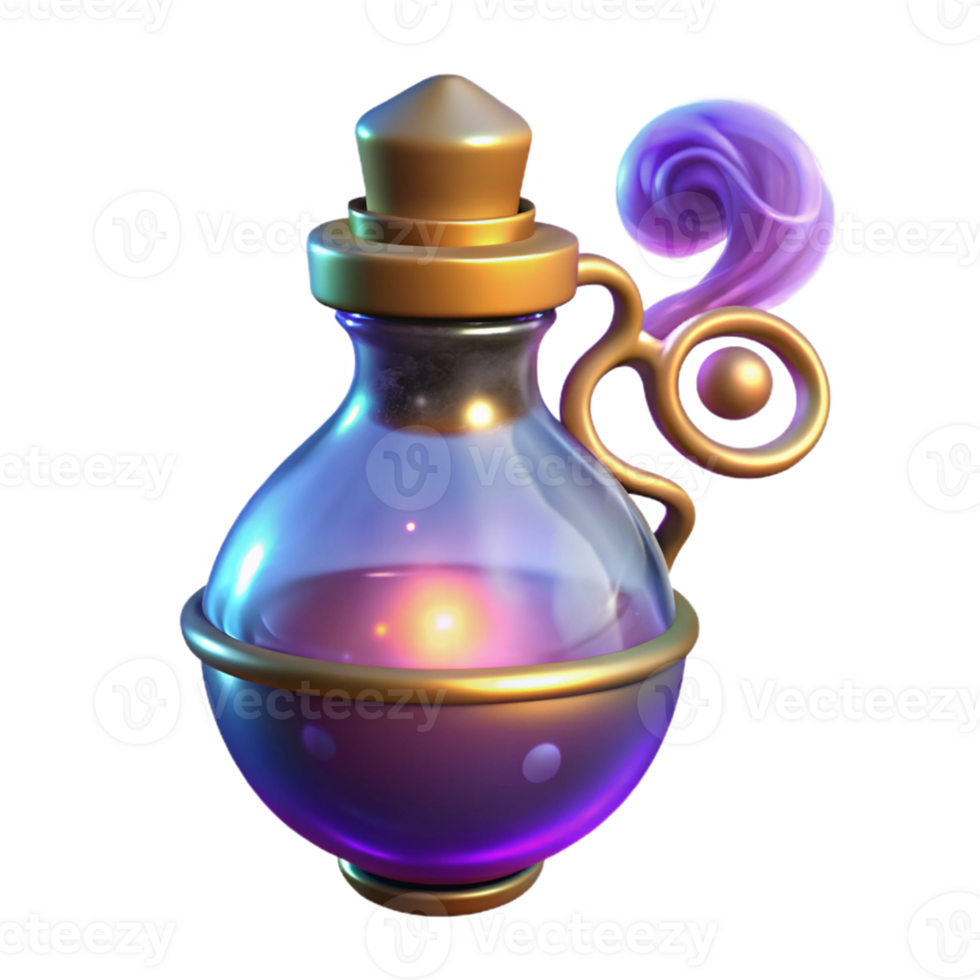 wonderful rustic Glowing Potion Bottle 3D Render genuine png