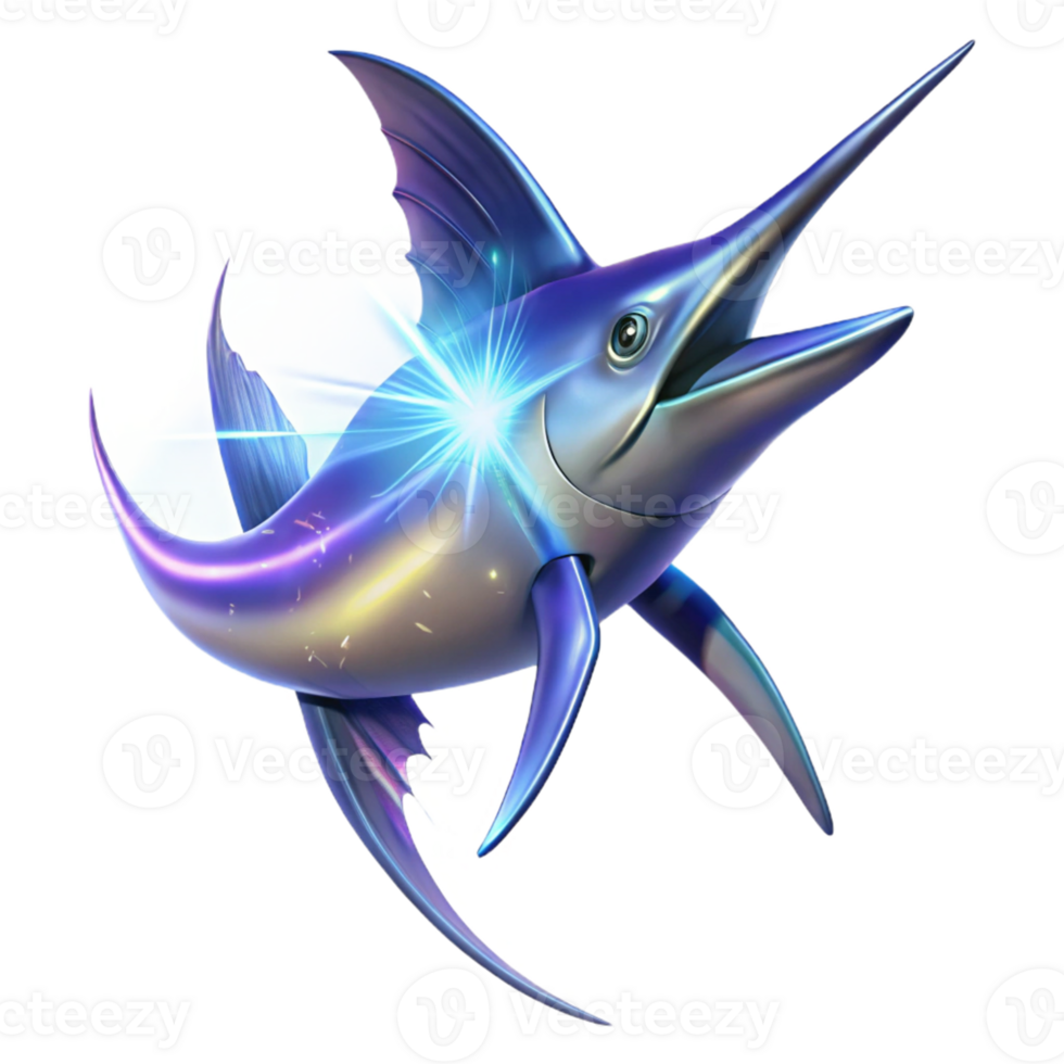 impressive artistic Marlin Illustration Iridescent Fish, Ocean Creature 4K png