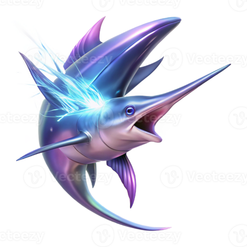 vibrant rustic Iridescent Marlin Illustration high quality png
