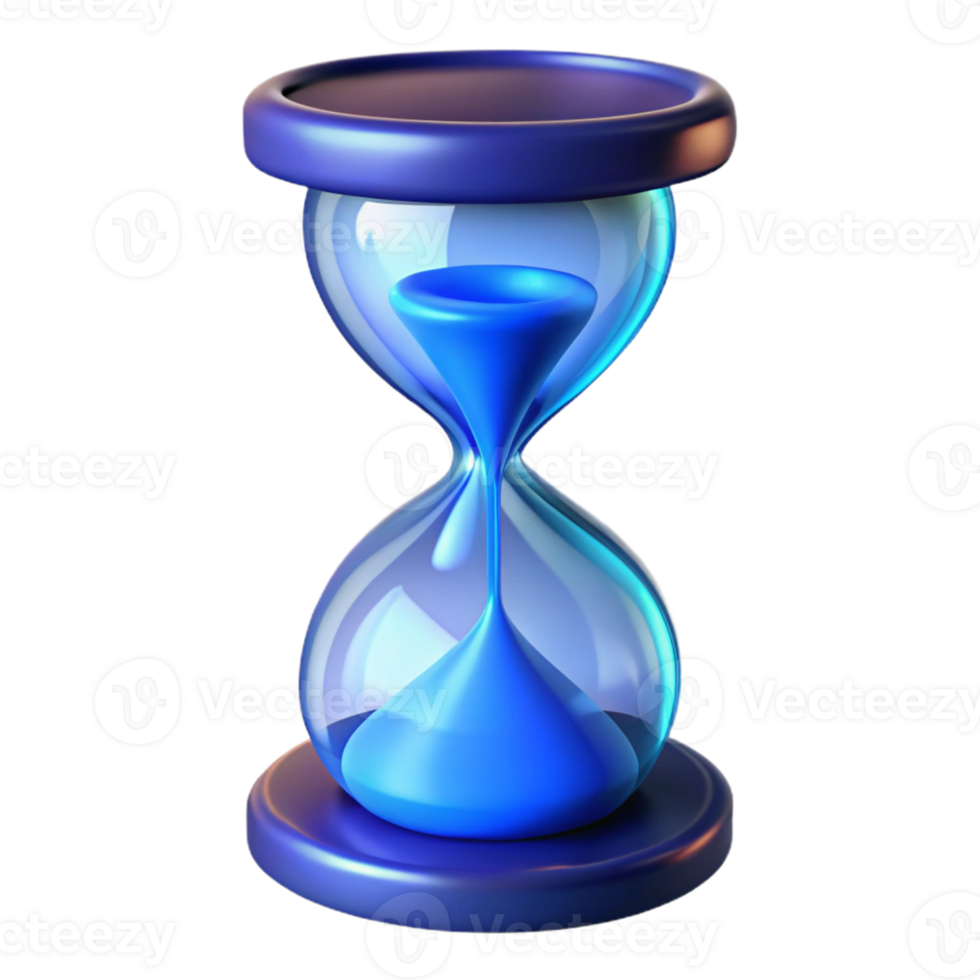 elegant abstract Blue Hourglass 3D Render premium png